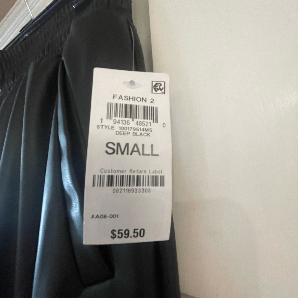 Bar III Size S Vegan Leather Black Wide Leg Pants - Picture 6 of 7